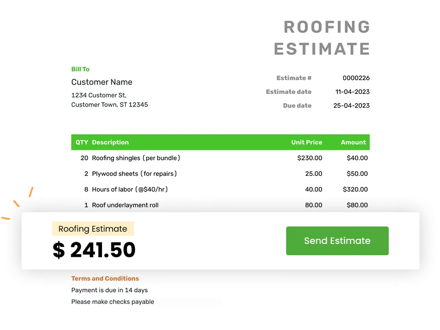 Roofing estimate preview